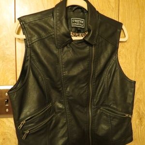 C'esttoi Asymmetrical Faux Leather Vest Size 2X